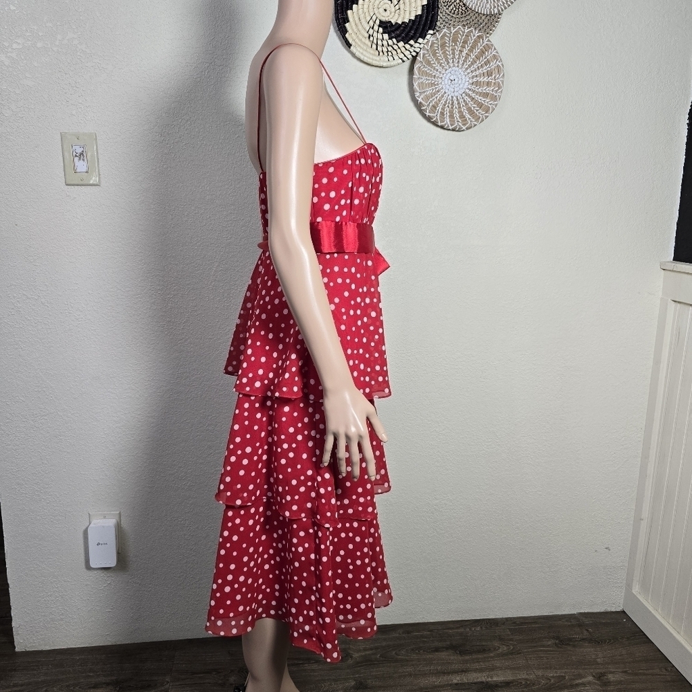 Liz Claiborne Red Polka Dot Tiered Dress Size 12 - Picture 14 of 16